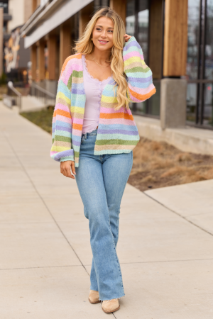 Karma Bright Stripes Open Cardigan