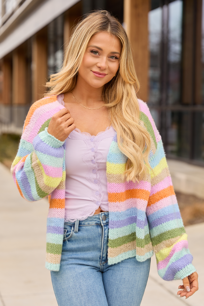 Karma Bright Stripes Open Cardigan